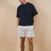 Menswear * | Kore Studios | Amalfi Linen Short Stripe White