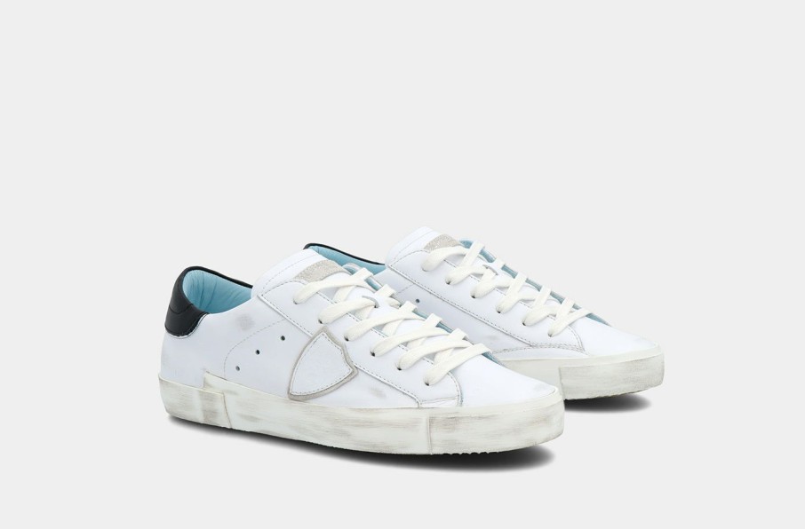 Sneakers * | Philippe Model | Prsx Low Veau Blanc Noir White