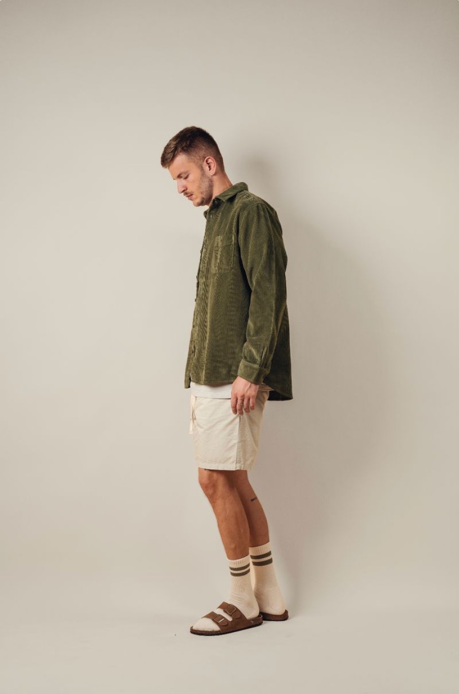 Menswear * | Kore Studios | Boston Heavy L/S Cord Shirt Pine Green