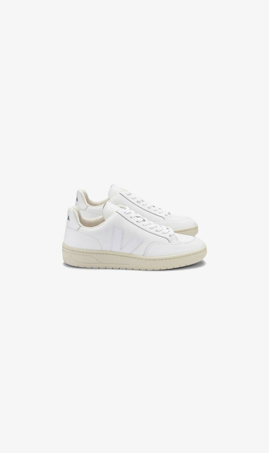 Sneakers * | Veja | V-12 Leather Sneakers Ii Extra White