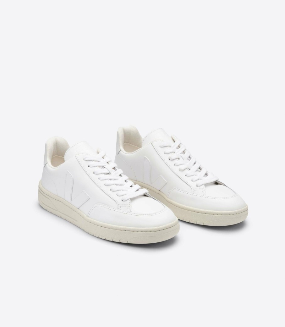 Sneakers * | Veja | V-12 Leather Sneakers Ii Extra White