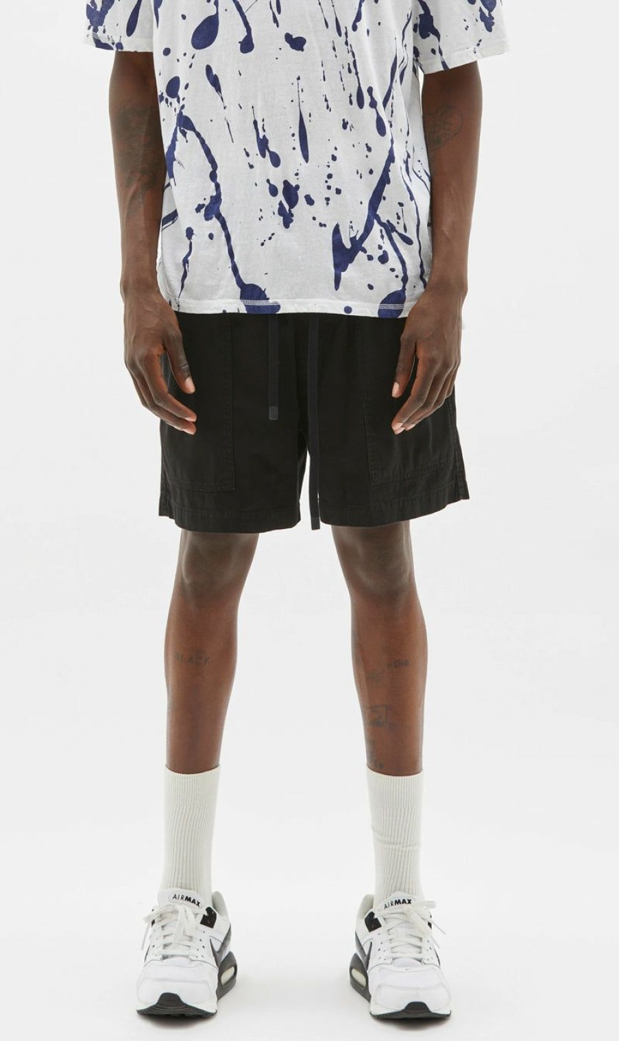 Menswear * | Bassike Mens | Beach Cotton Short Black