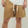 Menswear * | Kore Studios | Puglia Linen Short Caramel Brown