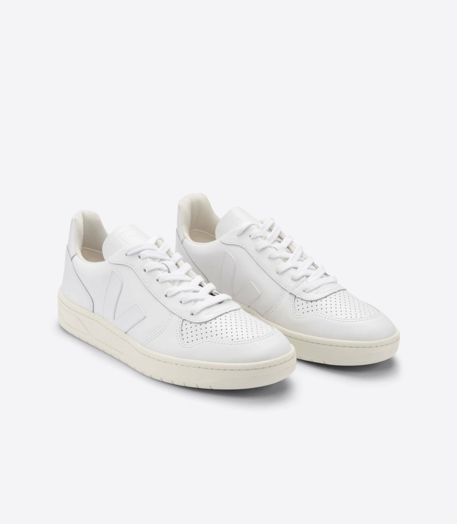 Sneakers * | Veja | V-10 Leather Sneakers Extra White