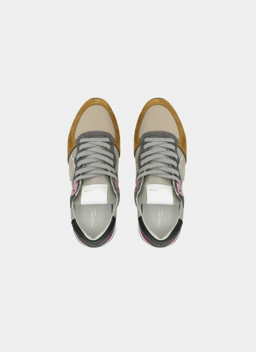 Sneakers * | Philippe Model | Sneaker Trpx Taupe Mustard Grey