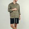 Menswear * | Kore Studios | Cannes Linen Polo Pine Green