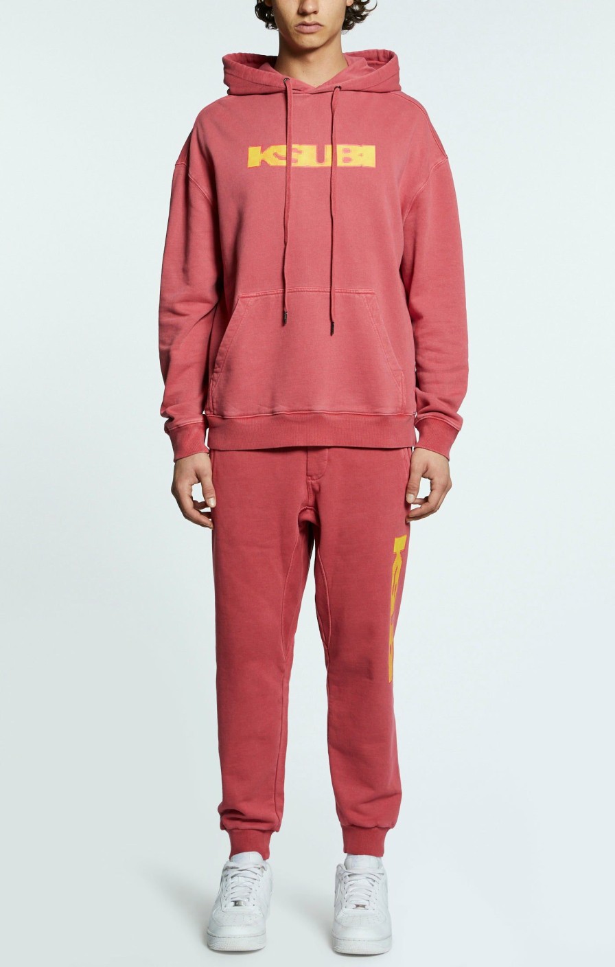 Menswear * | Ksubi | Pixel Sign Biggie Hoodie Sundown Red