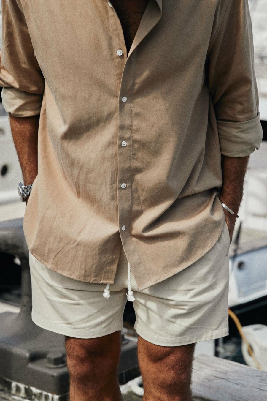 Menswear * | Kore Studios | Thomas Twill Short Sand Beige