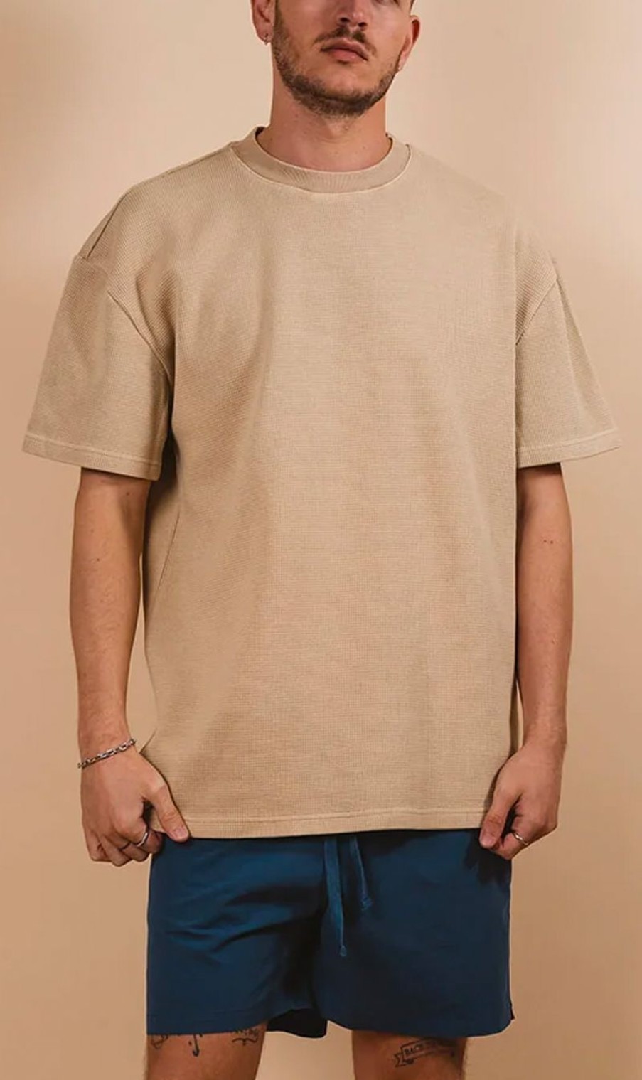 Menswear * | Kore Studios | Offside Waffle Tee Sand Beige