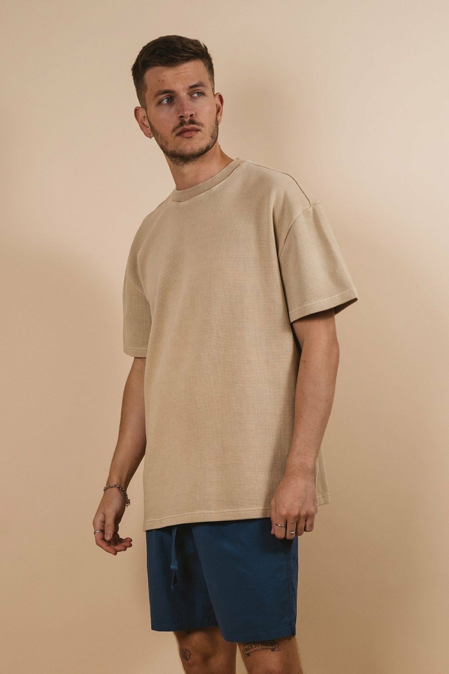 Menswear * | Kore Studios | Offside Waffle Tee Sand Beige