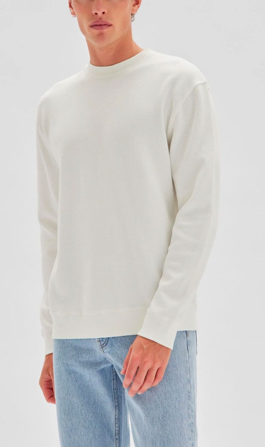 Menswear * | Assembly Label | Archer Textured Crew Antique White