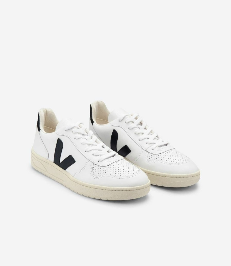 Sneakers * | Veja | V-10 Leather Sneakers Extra White / Black Misc