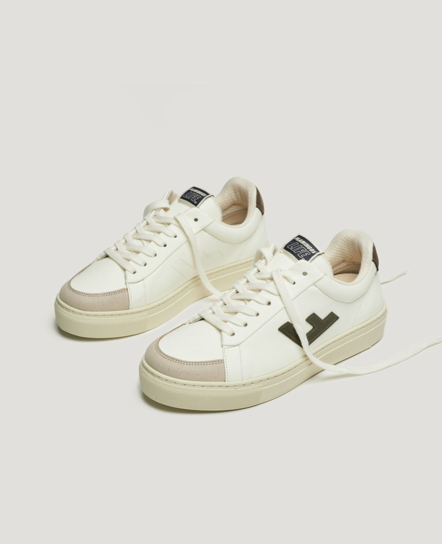 Sneakers * | Flamingos Life | Classic 70S Sneaker Off White / Khaki Green