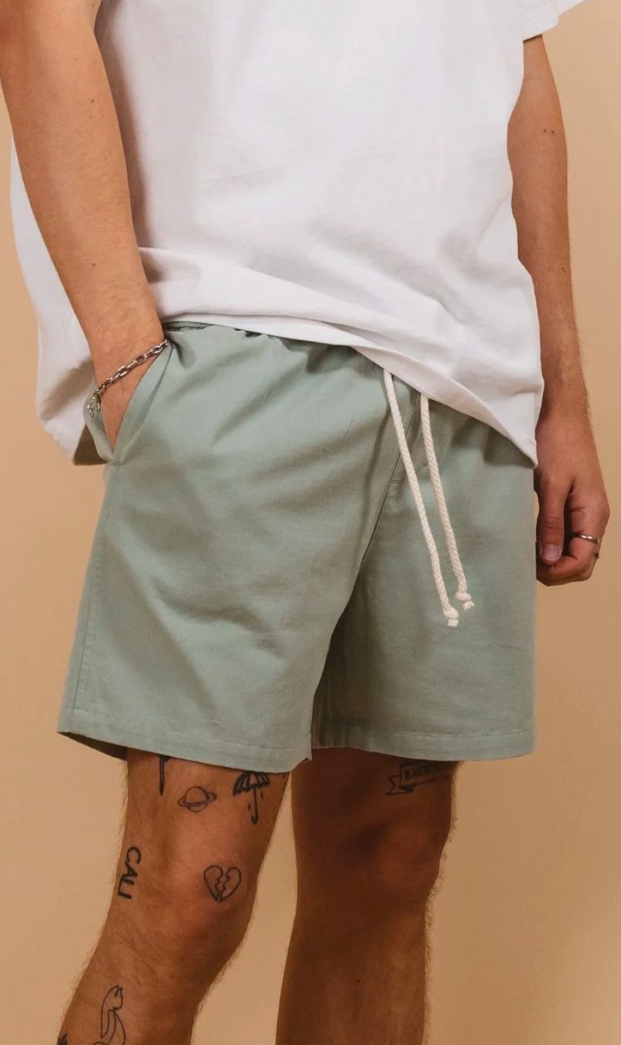 Menswear * | Kore Studios | Thomas Twill Short Sage Green