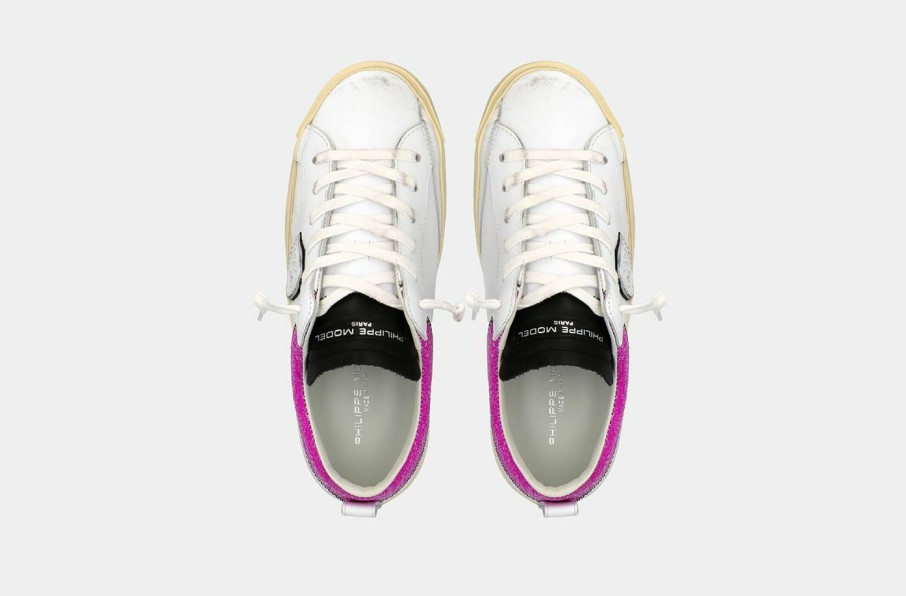 Sneakers * | Philippe Model | Prsx Collier Glitter Blanc Violet Purple