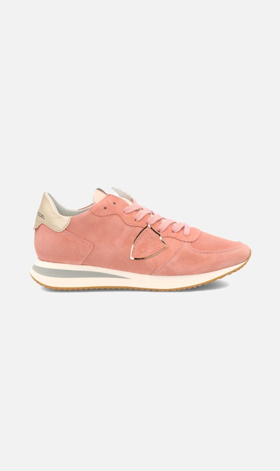 Sneakers * | Philippe Model | Trpx Low Woman Daim Peche Pink