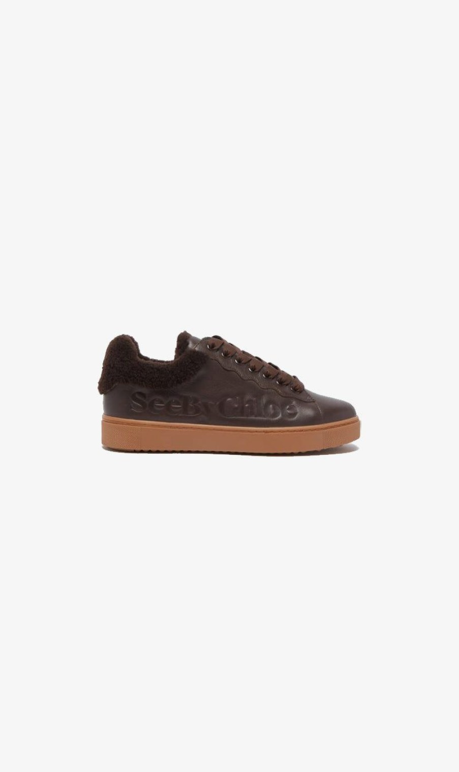 Sneakers * | See By Chloe | Essie Shearling Trimmed Leather Sneakers Moro Misc