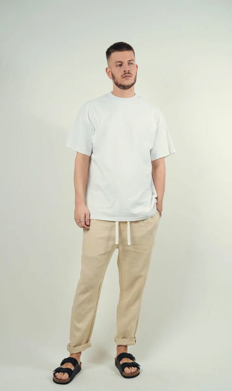 Menswear * | Kore Studios | Amalfi Linen Pant Hay Beige