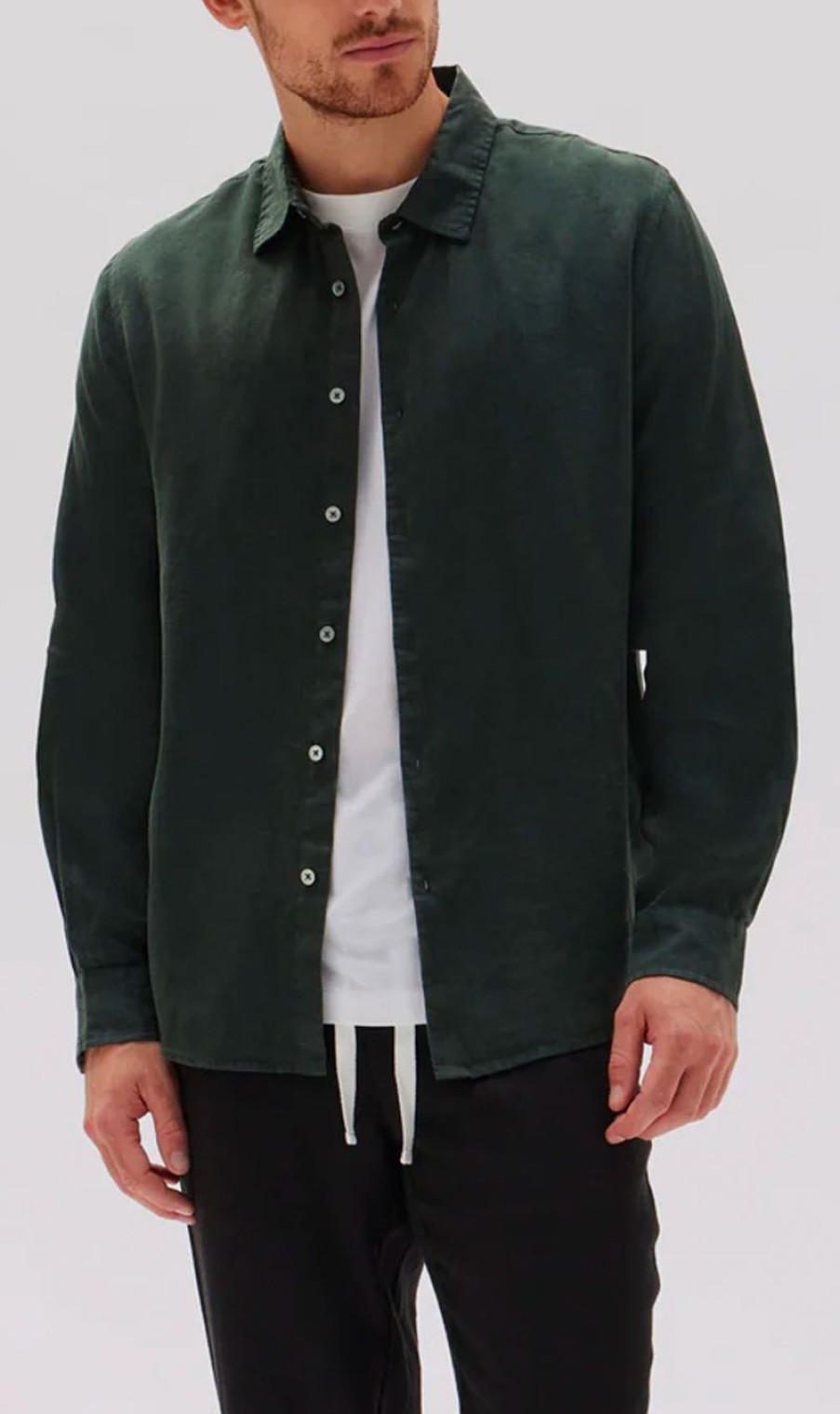 Menswear * | Assembly Label | Casual Long Sleeve Shirt Cypress Green