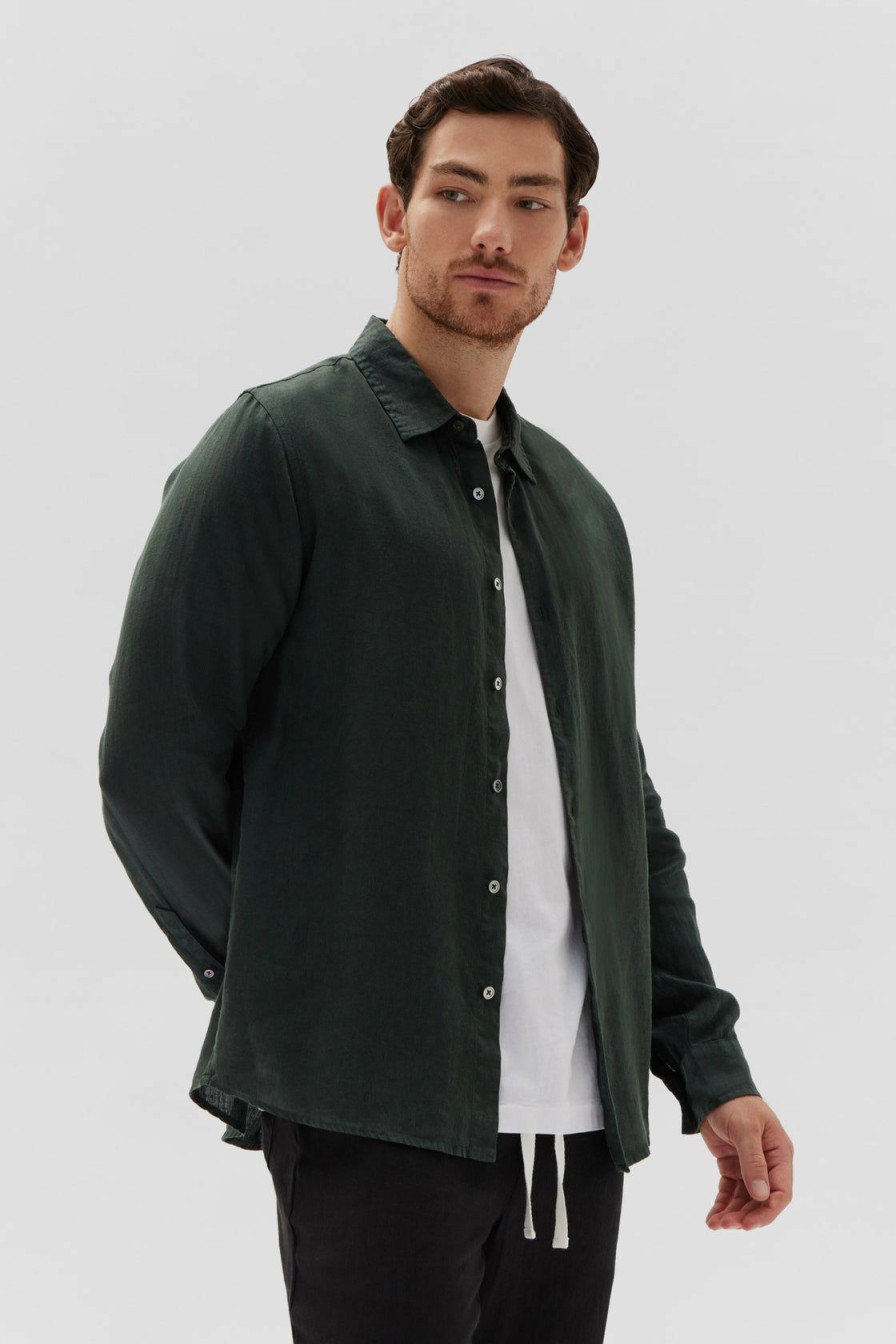 Menswear * | Assembly Label | Casual Long Sleeve Shirt Cypress Green