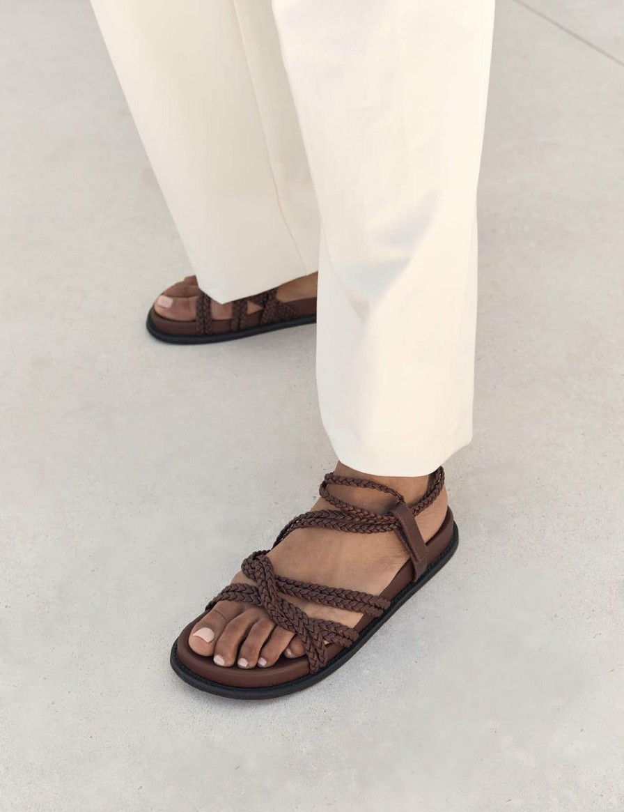 Sandals * | La Tribe | Plaited Sandal Chocolate Brown