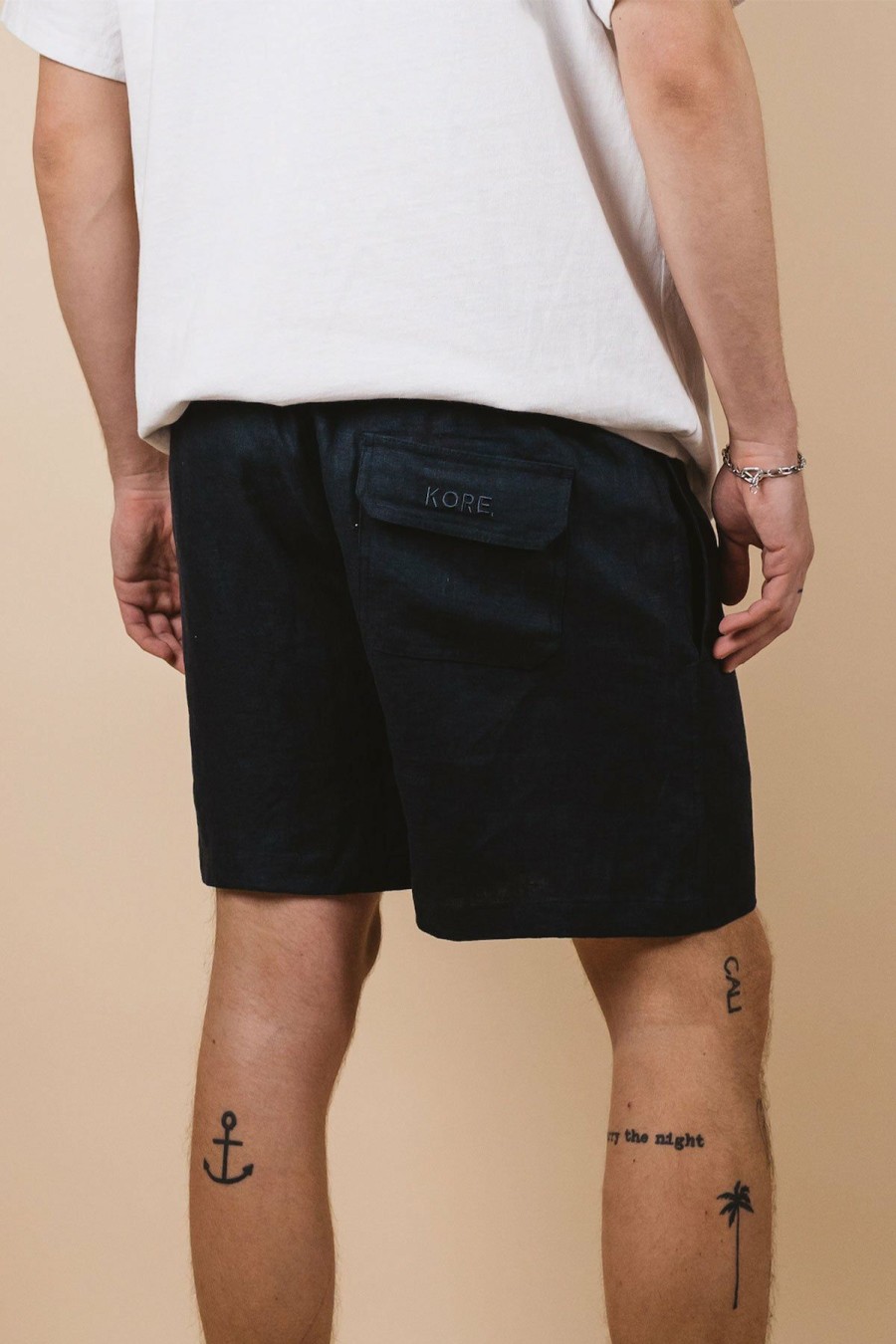 Menswear * | Kore Studios | Amalfi Linen Short Midnight Navy