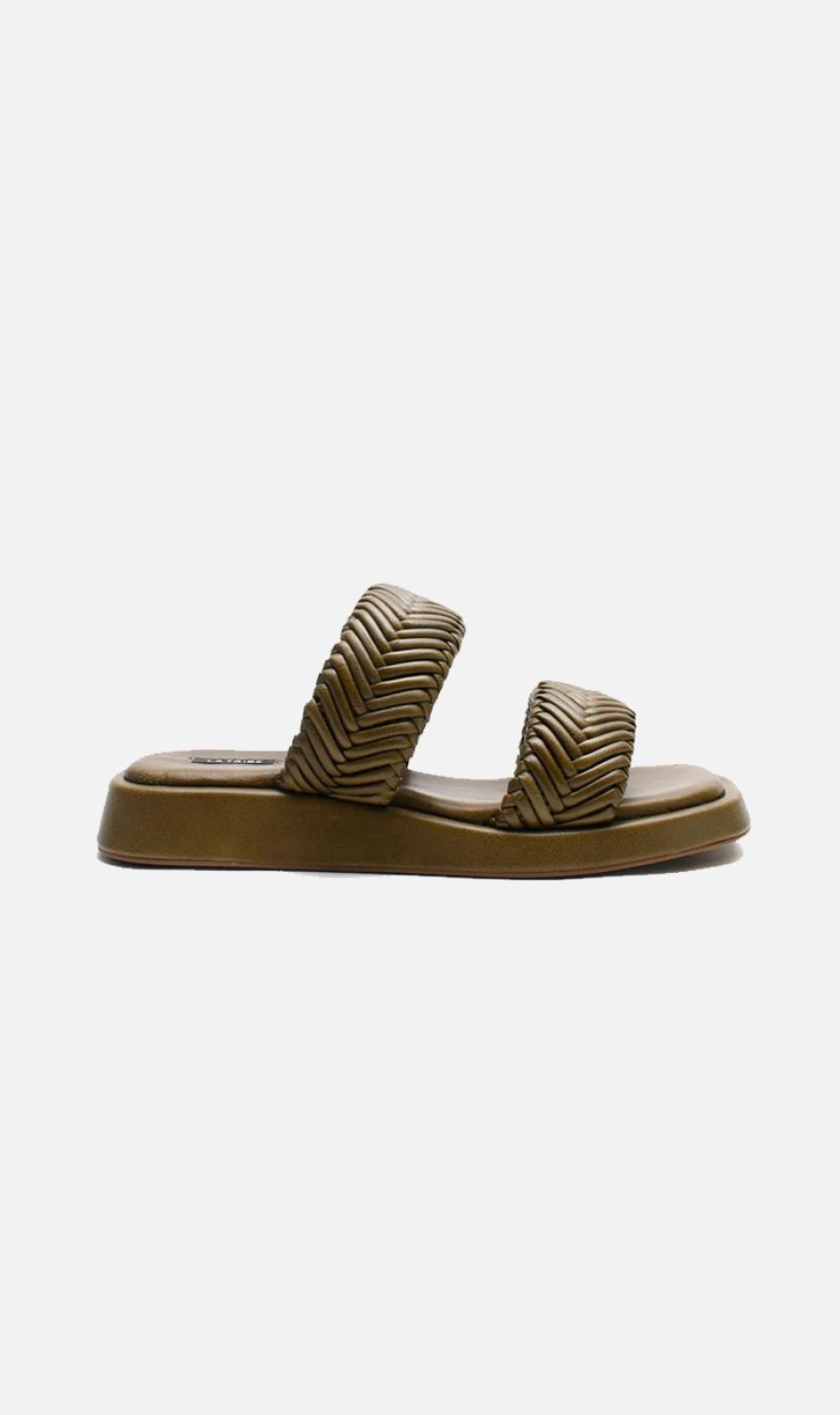 Sandals * | La Tribe | Double Strap Braided Slide Olive Green