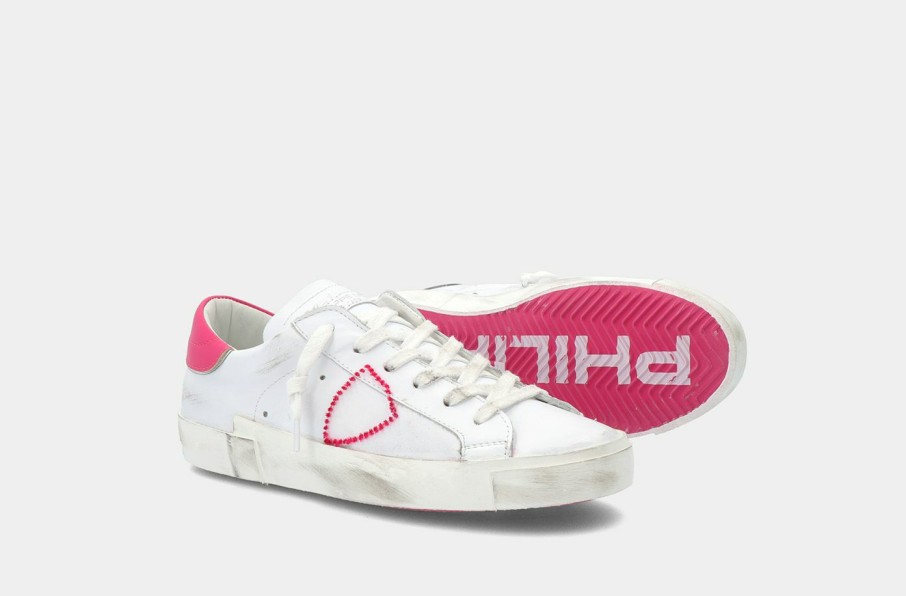 Sneakers * | Philippe Model | Prsx Broderie Pop Blanc Fucsia Misc