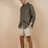 Menswear * | Kore Studios | Amalfi Linen Shirt Pine Misc