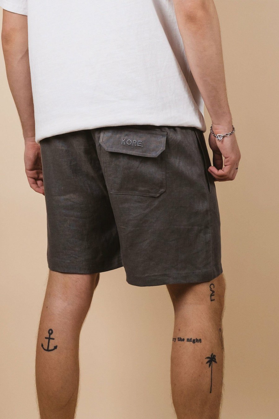 Menswear * | Kore Studios | Puglia Linen Short Ash Grey