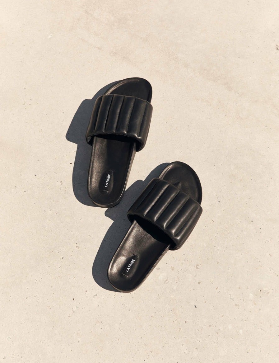 Sandals * | La Tribe | Tube Leather Slide Black Blk