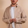 Menswear * | Kore Studios | Boston Heavy Long Sleeve Cord Shirt Oatmeal Off-White